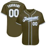 Personalized Olive White-Light Blue Authentic Salute To Service Baseball Jersey Team Custom Name and Number