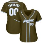 Personalized Olive White-Light Blue Authentic Salute To Service Baseball Jersey Team Custom Name and Number