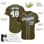 Personalized Olive White-Light Blue Authentic Salute To Service Baseball Jersey Team Custom Name and Number