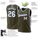 Personalized Olive White-Light Blue Authentic Throwback Salute To Service Basketball Jersey