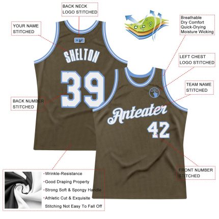 Personalized Olive White-Light Blue Authentic Throwback Salute To Service Basketball Jersey Team Custom Name and Number