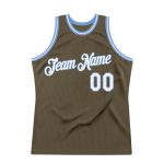 Personalized Olive White-Light Blue Authentic Throwback Salute To Service Basketball Jersey Team Custom Name and Number