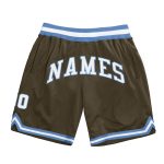 Personalized Olive White-Light Blue Authentic Throwback Salute To Service Basketball Shorts Team Custom Name and Number