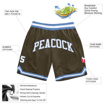 Personalized Olive White-Light Blue Authentic Throwback Salute To Service Basketball Shorts Team Custom Name and Number