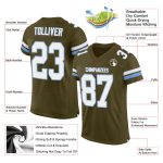 Personalized Olive White-Light Blue Mesh Authentic Salute To Service Football Jersey Team Custom Name and Number
