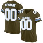 Personalized Olive White-Light Blue Mesh Authentic Salute To Service Football Jersey Team Custom Name and Number