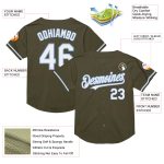 Personalized Olive White-Light Blue Mesh Authentic Throwback Salute To Service Baseball Jersey Team Custom Name and Number