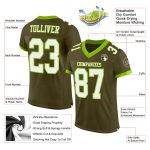 Personalized Olive White-Neon Green Mesh Authentic Salute To Service Football Jersey Team Custom Name and Number