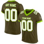 Personalized Olive White-Neon Green Mesh Authentic Salute To Service Football Jersey Team Custom Name and Number