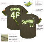 Personalized Olive White-Neon Green Mesh Authentic Throwback Salute To Service Baseball Jersey Team Custom Name and Number