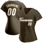 Personalized Olive White-Old Gold Authentic Salute To Service Baseball Jersey