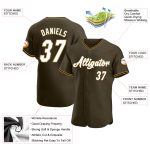 Personalized Olive White-Old Gold Authentic Salute To Service Baseball Jersey