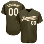 Personalized Olive White-Old Gold Authentic Salute To Service Baseball Jersey Team Custom Name and Number