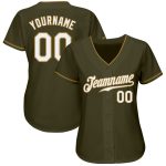 Personalized Olive White-Old Gold Authentic Salute To Service Baseball Jersey Team Custom Name and Number