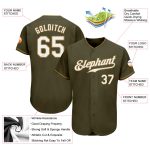 Personalized Olive White-Old Gold Authentic Salute To Service Baseball Jersey Team Custom Name and Number