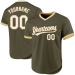 Personalized Olive White-Old Gold Authentic Throwback Salute To Service Baseball Jersey Team Custom Name and Number