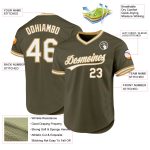 Personalized Olive White-Old Gold Authentic Throwback Salute To Service Baseball Jersey Team Custom Name and Number
