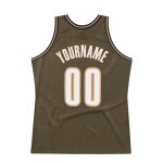 Personalized Olive White-Old Gold Authentic Throwback Salute To Service Basketball Jersey Team Custom Name and Number