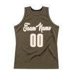 Personalized Olive White-Old Gold Authentic Throwback Salute To Service Basketball Jersey Team Custom Name and Number