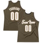 Personalized Olive White-Old Gold Authentic Throwback Salute To Service Basketball Jersey Team Custom Name and Number