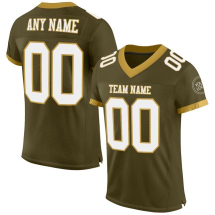 Personalized Olive White-Old Gold Mesh Authentic Salute To Service Football Jersey