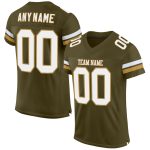 Personalized Olive White-Old Gold Mesh Authentic Salute To Service Football Jersey Team Custom Name and Number