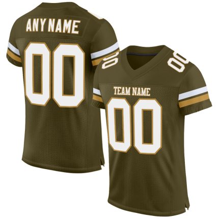 Personalized Olive White-Old Gold Mesh Authentic Salute To Service Football Jersey Team Custom Name and Number