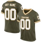 Personalized Olive White-Old Gold Mesh Authentic Throwback Salute To Service Football Jersey Team Custom Name and Number