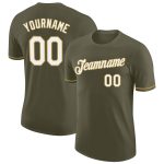 Personalized Olive White-Old Gold Performance Salute To Service T-Shirt Team Custom Name and Number