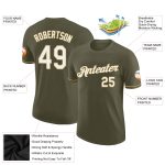Personalized Olive White-Old Gold Performance Salute To Service T-Shirt Team Custom Name and Number