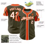 Personalized Olive White-Orange 3 Colors Arm Shapes Authentic Salute To Service Baseball Jersey Team Custom Name and Number
