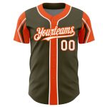 Personalized Olive White-Orange 3 Colors Arm Shapes Authentic Salute To Service Baseball Jersey Team Custom Name and Number