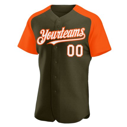 Personalized Olive White-Orange Authentic Raglan Sleeves Salute To Service Baseball Jersey Team Custom Name and Number