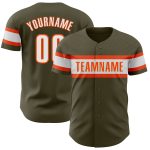 Personalized Olive White-Orange Authentic Salute To Service Baseball Jersey