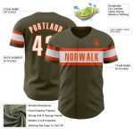 Personalized Olive White-Orange Authentic Salute To Service Baseball Jersey