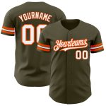 Personalized Olive White-Orange Authentic Salute To Service Baseball Jersey Team Custom Name and Number