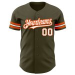 Personalized Olive White-Orange Authentic Salute To Service Baseball Jersey Team Custom Name and Number