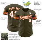 Personalized Olive White-Orange Authentic Salute To Service Baseball Jersey Team Custom Name and Number