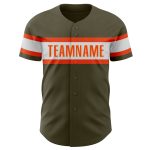 Personalized Olive White-Orange Authentic Salute To Service Baseball Jersey
