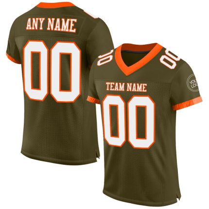 Personalized Olive White-Orange Mesh Authentic Salute To Service Football Jersey Team Custom Name and Number