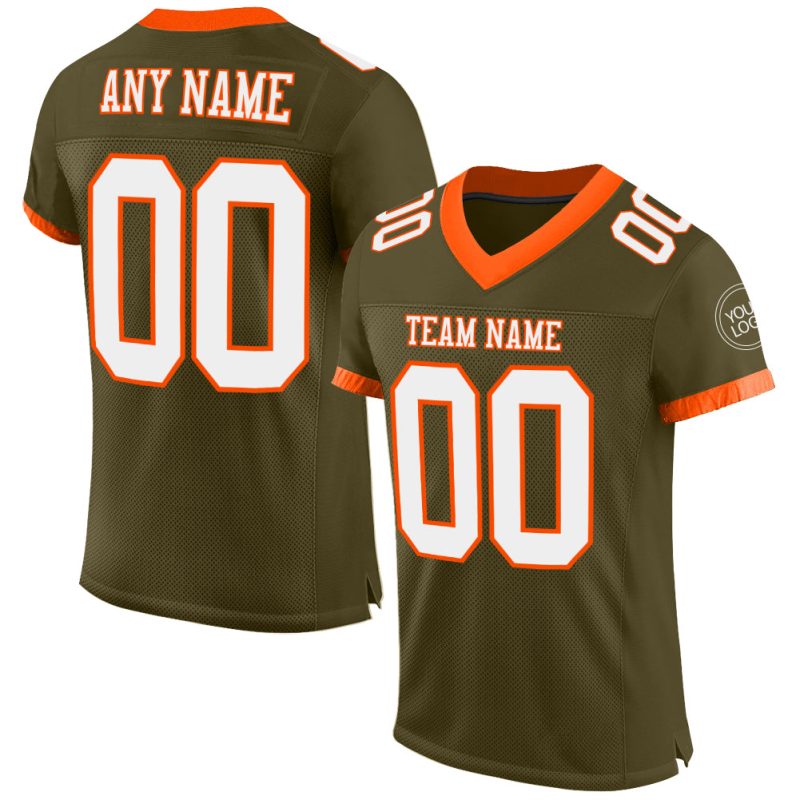 Personalized Olive White-Orange Mesh Authentic Salute To Service Football Jersey Team Custom Name and Number
