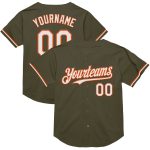 Personalized Olive White-Orange Mesh Authentic Throwback Salute To Service Baseball Jersey Team Custom Name and Number