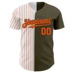 Personalized Olive White-Orange Pinstripe Authentic Split Fashion Salute To Service Baseball Jersey Team Custom Name and Number