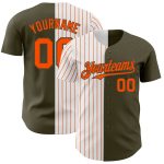 Personalized Olive White-Orange Pinstripe Authentic Split Fashion Salute To Service Baseball Jersey Team Custom Name and Number
