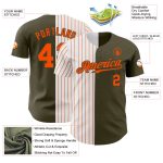 Personalized Olive White-Orange Pinstripe Authentic Split Fashion Salute To Service Baseball Jersey Team Custom Name and Number
