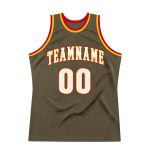 Personalized Olive White-Red Authentic Throwback Salute To Service Basketball Jersey Team Custom Name and Number