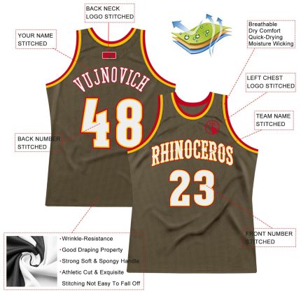 Personalized Olive White-Red Authentic Throwback Salute To Service Basketball Jersey Team Custom Name and Number