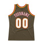 Personalized Olive White-Red Authentic Throwback Salute To Service Basketball Jersey Team Custom Name and Number