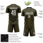 Personalized Olive White Sublimation Salute To Service Soccer Uniform Jersey