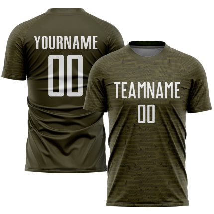Personalized Olive White Sublimation Salute To Service Soccer Uniform Jersey